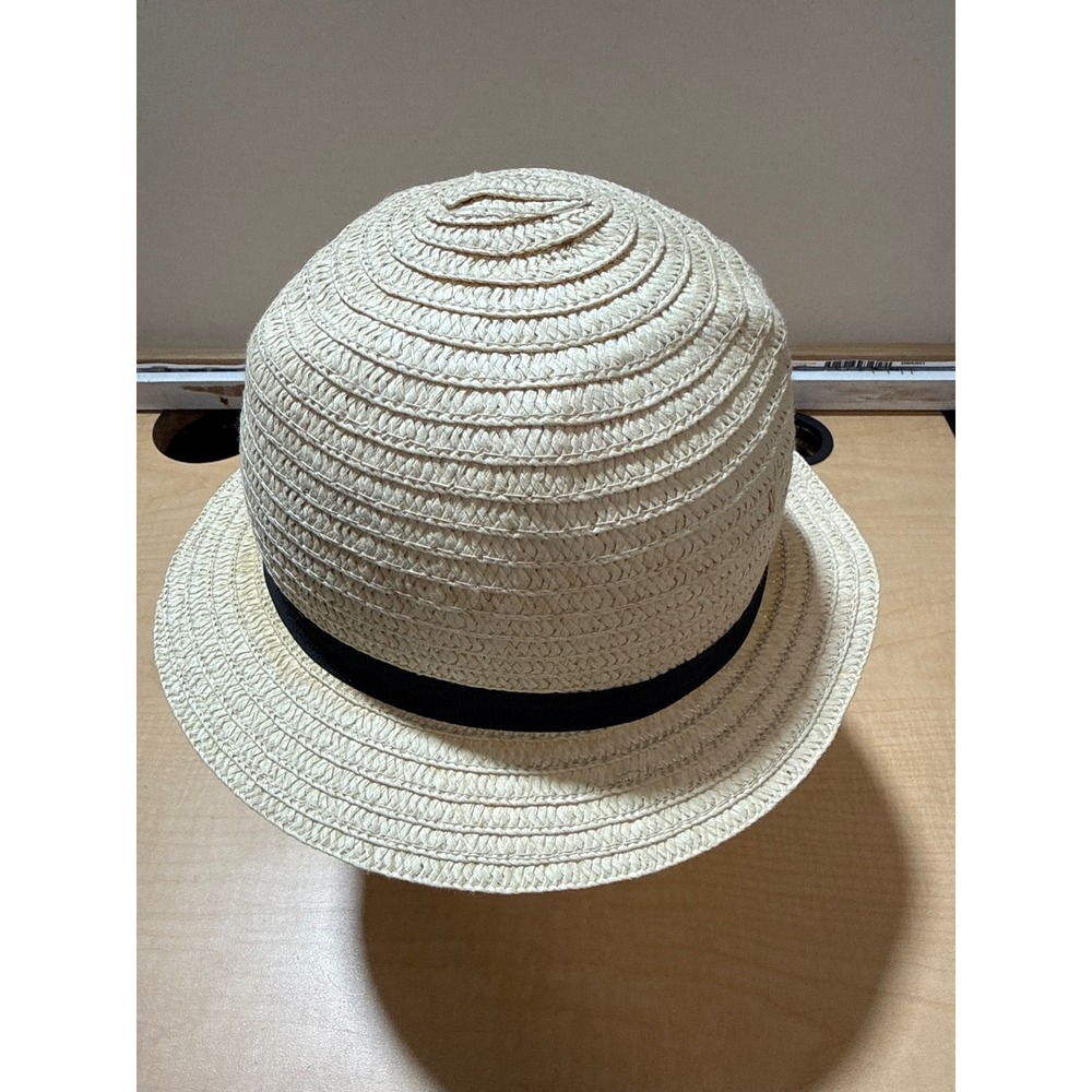 Natural Straw Fedora Hat with Black Ribbon Band Summer Sun Beach Accessory